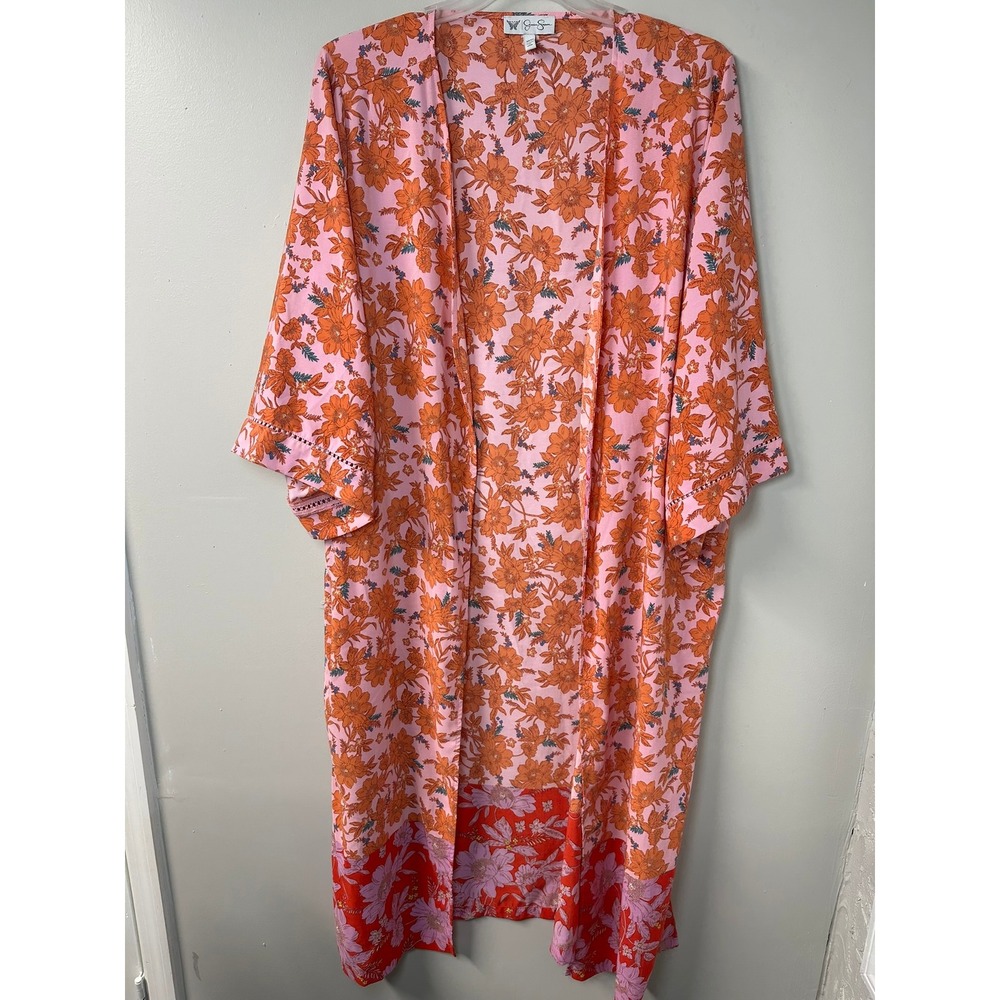 Jessica Simpson | Pink/Orange Floral Duster Kimono | Size 3X/4X